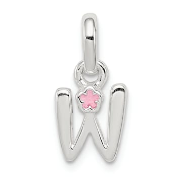 Sterling Silver Letter W with Enamel Pendant