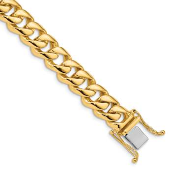 10k Yellow Gold and 10k White Gold 9.6mm Hand-polished Rounded Curb Link Bracelet
