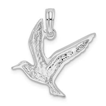 Rhodium Over Sterling Silver Polished Flying Seagull Pendant