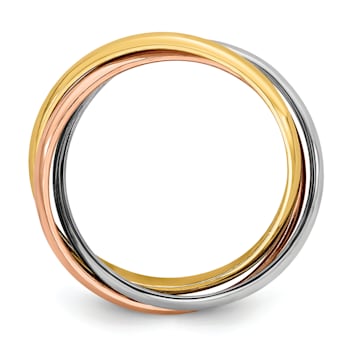 14K Tri-color Gold Polished Rolling Ring