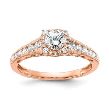 14K Rose Gold Lab Grown Diamond VS/SI GH, Fancy Halo Complete Engagement
Ring 0.894ctw