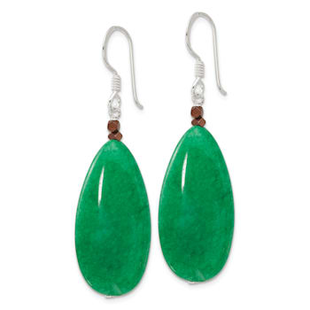 Sterling Silver Green Jadeite and Bronze Color Hematine Earrings