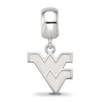 Sterling Silver Rhodium-plated LogoArt West Virginia University Small
Dangle Bead