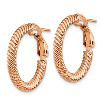 14k Rose Gold Twisted 13/16" Round Hoop Earrings