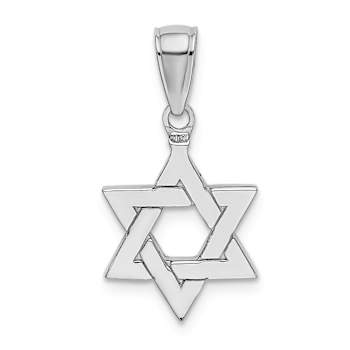 Rhodium Over 14k White Gold Polished Star of David Pendant