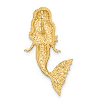 14k Two-tone Gold Brushed Diamond-Cut Mermaid Chain Slide Pendant