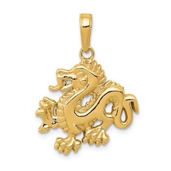 10K Yellow Gold Dragon Pendant
