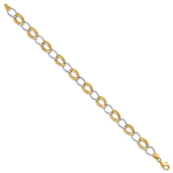 10k Yellow Gold and 10k White Gold 8mm Polished Open Link Bracelet