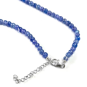 Tanzanite Beaded Sterling Silver Necklace 75.00ctw