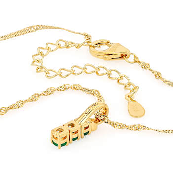 Zambian Emerald And White Diamond Round Pendant Necklace In 18K Gold
Over Sterling Silver 0.31ctw