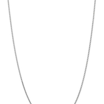 Rhodium Over 14k White Gold 1.9mm Solid Diamond-Cut Parisian Wheat Chain