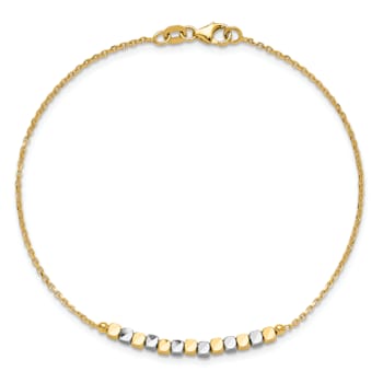 14K Two-tone Beaded 7.5-inch Bracelet