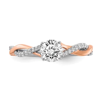 14K Two-tone Lab Grown Diamond Twist Design Complete Engagement Ring 0.62ctw
