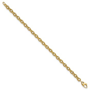 14k Yellow Gold Polished and Textured 5.02mm Cable Link Bracelet