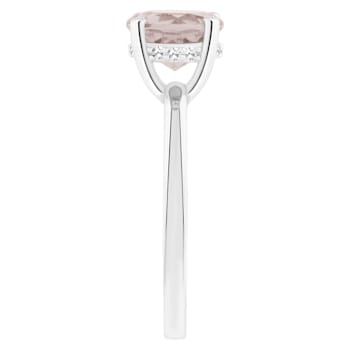 8mm Round Rose Quartz With Diamond Accents Rhodium Over Sterling Silver
Hidden Halo Ring