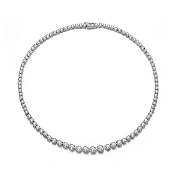 CZ Tennis Necklace In Sterling Silver 16 Inch