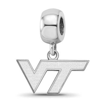 Sterling Silver Rhodium-plated LogoArt Virginia Tech XS Dangle Bead