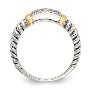 Sterling Silver Antiqued with 14K Accent Diamond Ring
