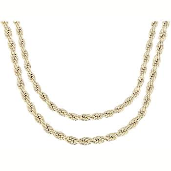 Rope Chain Necklace Set Of 2 In 18K Gold Over Bronze