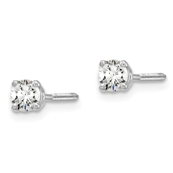 14K White Gold Lab Grown Diamond 1/5ctw VS/SI GH Screw Back 4 Prong Earrings
