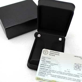 Lab Grown White Diamond 14K Yellow Gold Stud Earrings VS1 Clarity E
Color, IGI Certified 2ctw