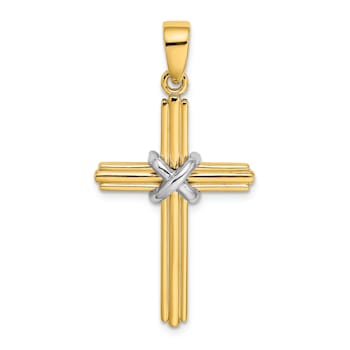 14K Yellow and White Gold X Center Charm Pendant