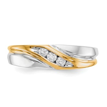 10K Two-tone Yellow and White Gold Diamond Men's Ring 0.15ctw