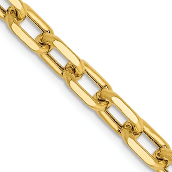 14K Yellow Gold 4.9mm Semi-solid Diamond-cut Open Link Cable Chain Necklace