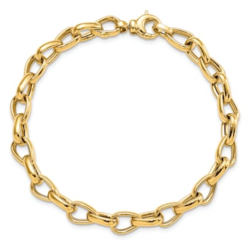 14k Yellow Gold 6.8mm Polished Fancy Link Bracelet