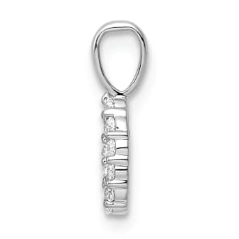 Rhodium Over 14k White Gold Diamond Number 0 Pendant