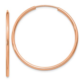 14k Rose Gold 1 3/16" Polished Endless Tube Hoop Earrings