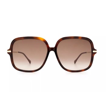 Gucci Gold Tone and Brown Havana Oversize Frame / Brown Gradient Lens Sunglasses