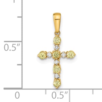 14k Yellow Gold Peridot and Diamond Cross Pendant