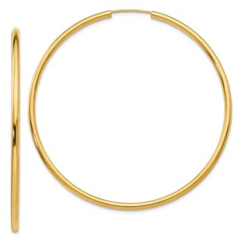 14k Yellow Gold Polished 2 1/8" Round Endless Hoop Earrings