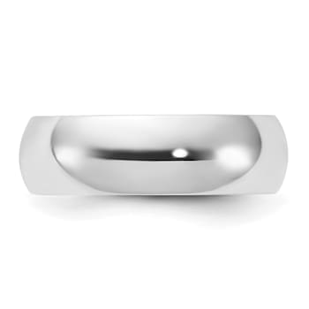 Rhodium Over Sterling Silver 6mm Half-Round Band