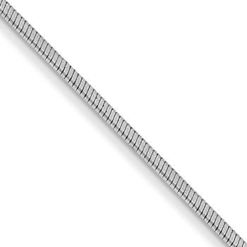Rhodium Over 14k White Gold 0.6mm Solid Octagonal Snake 18 Inch Chain