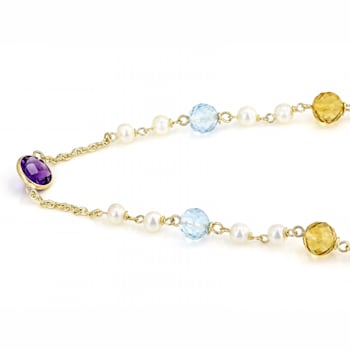 Multi-Gem 14k Yellow Gold Necklace 9.63ctw