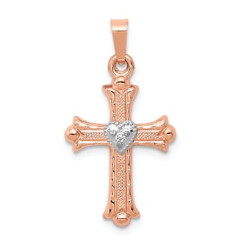14K Two-tone Gold  Diamond Cross Pendant