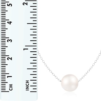 9.5-10.5mm White Cultured Freshwater Pearl Sterling Silver Necklace