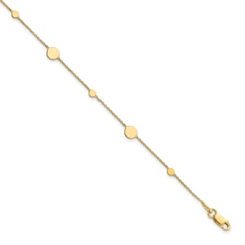 14K Yellow Gold Polished Disc with 1-inch Extension Anklet