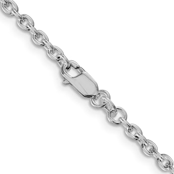 Rhodium Over Sterling Silver 2.75mm Cable Chain