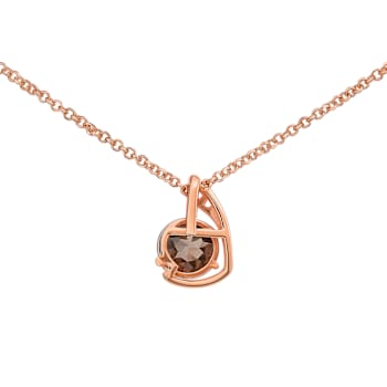 Natural Brown Smoky Quartz 14K Rose Gold Over Sterling Silver Round
Shape Pendant with Chain