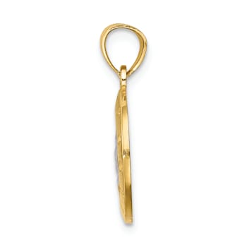 14k Two-tone Gold Textured Praying Hands Pendant