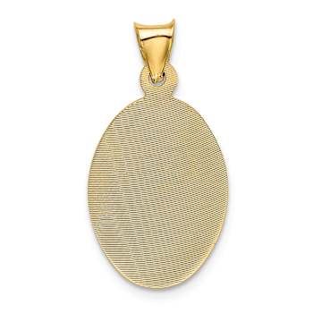 14k Tri-color Gold Satin Diamond-Cut Baptism Oval Pendant