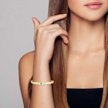 Rachel Zoe Heart and Starburst CZ Bangle Bracelet in 14K Gold Over
Sterling Silver