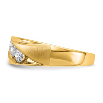 14K Yellow Gold Lab Grown Diamond SI1/SI2, G H I, Men's 3-stone Band
