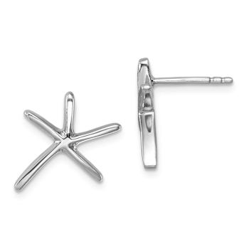 Rhodium Over Sterling Silver Polished Starfish Post Earrings