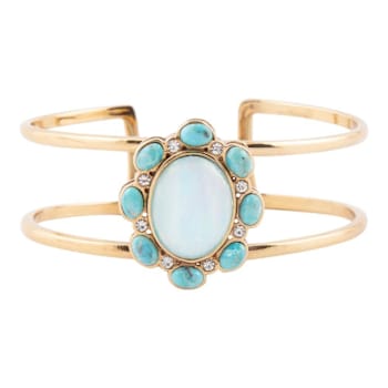 Barse Jewelry Aurora Blue Opal Golden Cuff Bracelet
