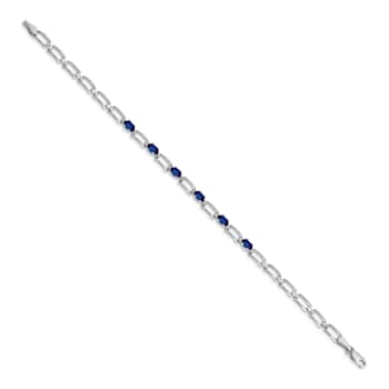 Rhodium Over 14k White Gold Sapphire Bracelet