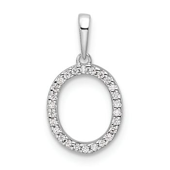Rhodium Over 14k White Gold Diamond Letter O Initial Pendant